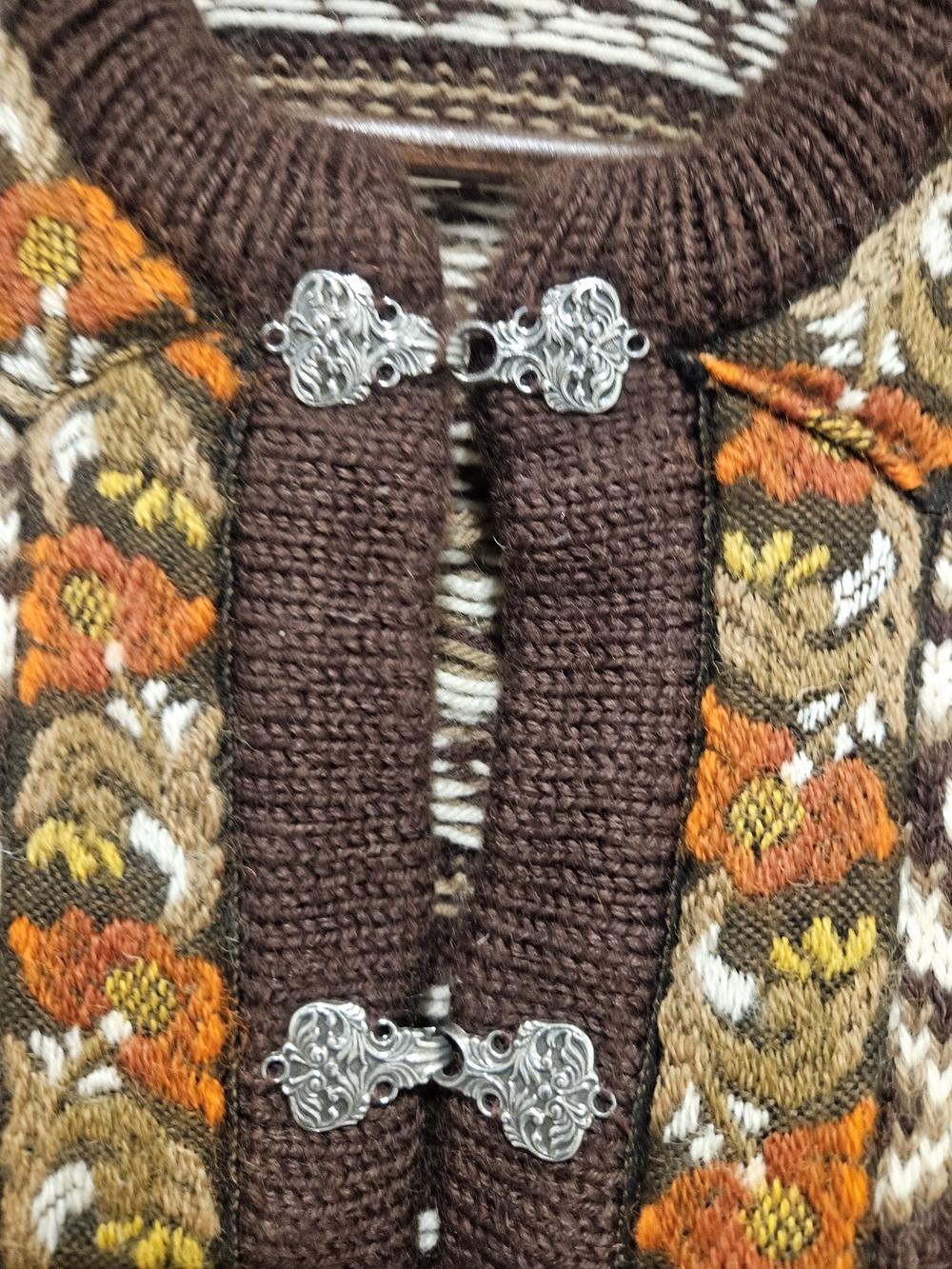 Women's Brown Nordic-Style New Wool Cardigan # 953 - Picture 5 of 6